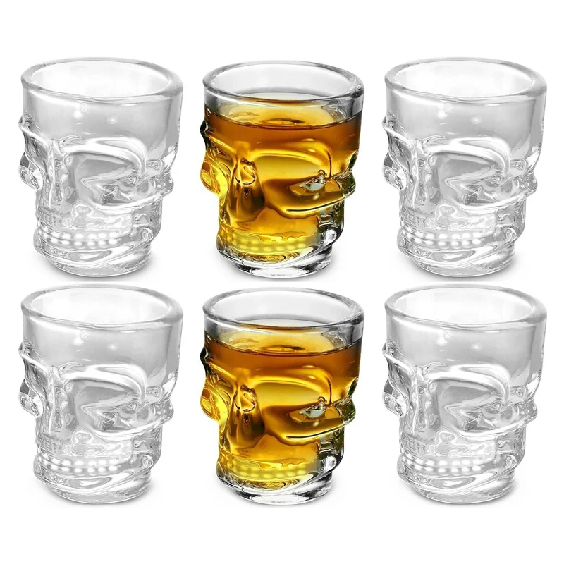 Whisky Beer And Wine - 1/2 Stuks Schedel Hoofd Shot Glazen