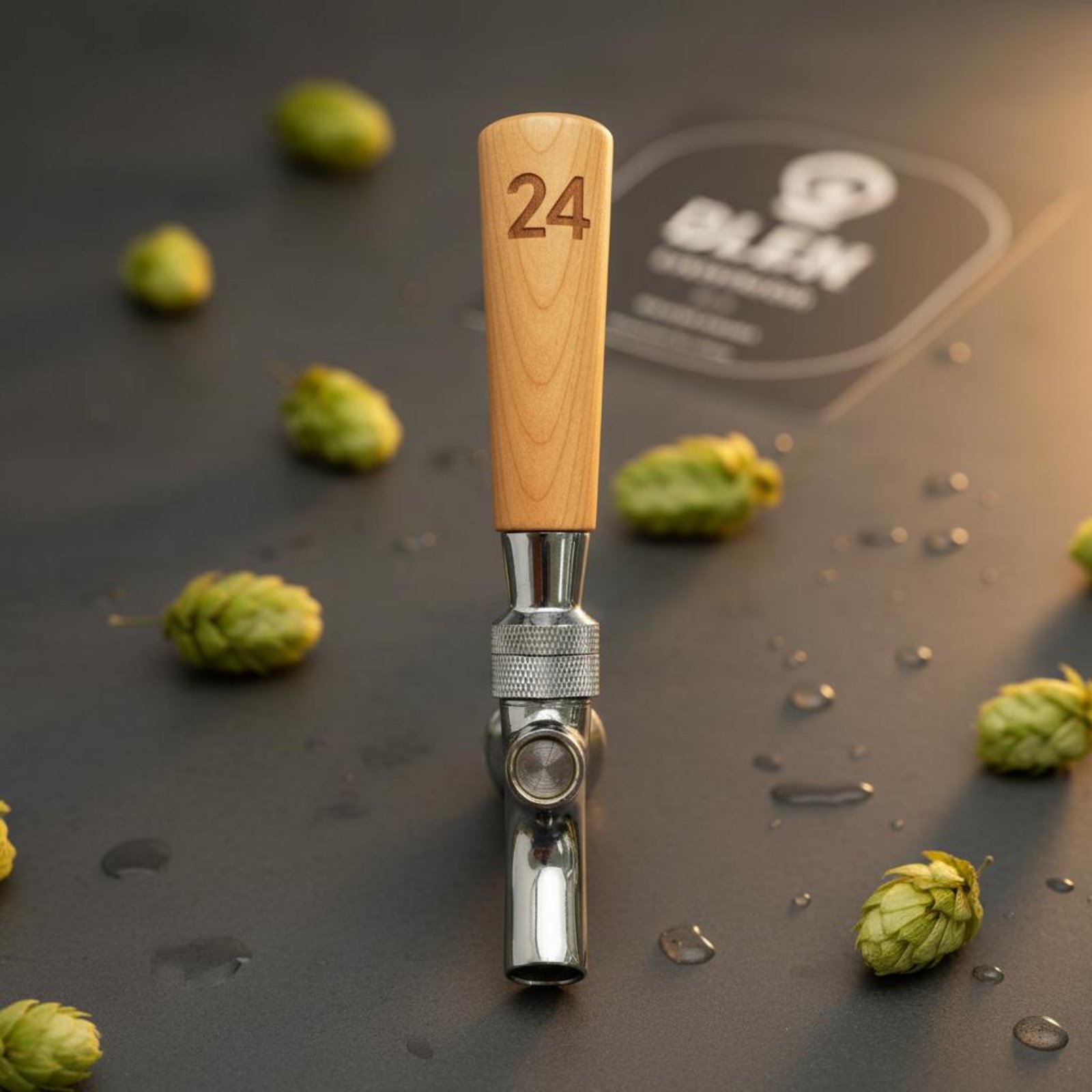 Wine Beer Bar - Korte houten biertapgreep van massief hout,