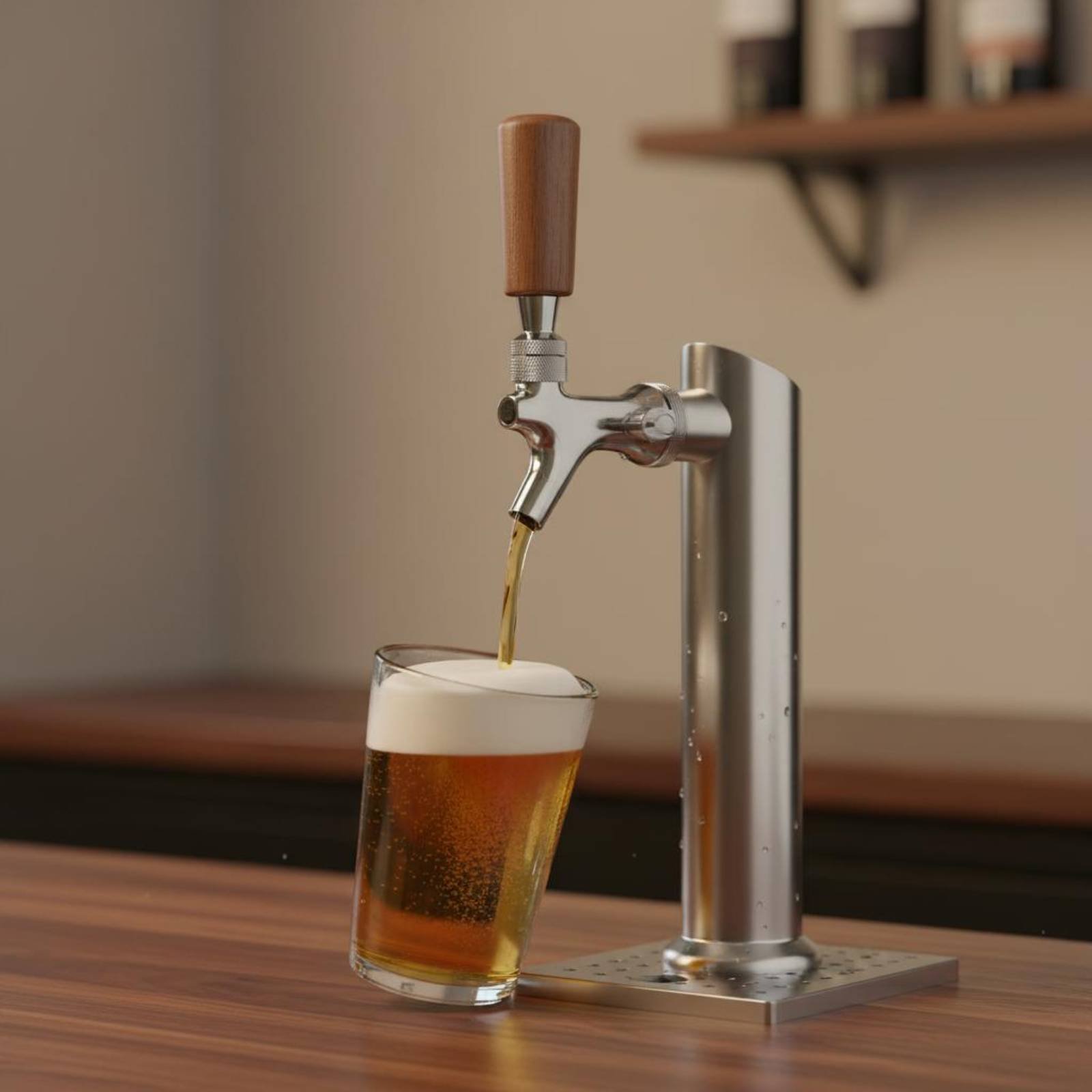 Korte houten biertapgreep van  - Wine Beer Bar recensie en prijs